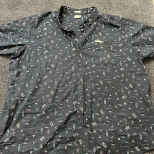 Columbia Shirt Mens 3XL Black Regular Fit Short Sleeve Outdoor Print Button Up